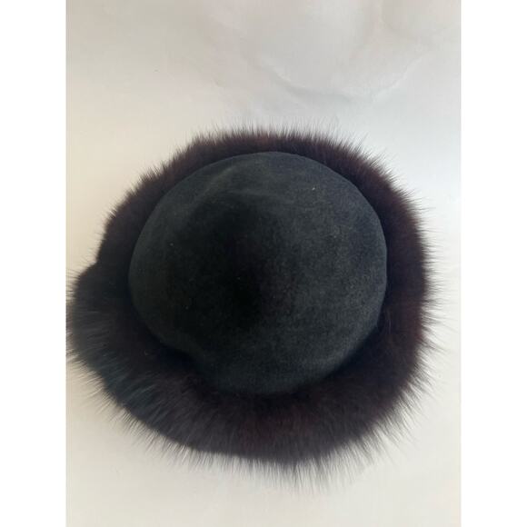 Makins New York Vintage Russian Style Hat Black Purple Fur JP